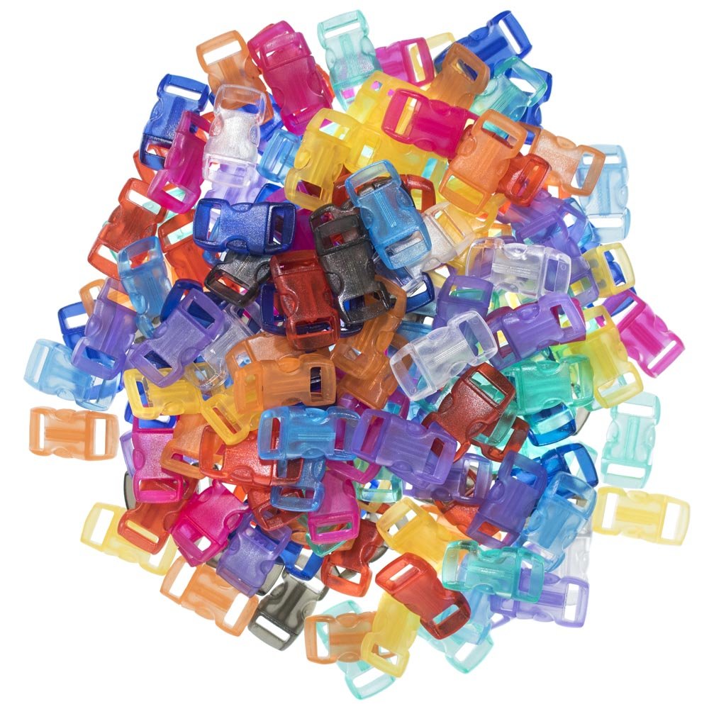 Craft County 100 or 200 Piece 3/8 Inch Contoured Side Release Plastic Buckles (Solid Mix, 100 Pack)