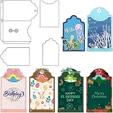 Estivaux 3D Card Shape Die Cuts for Card Making, Rectangular Gift Card Envelope Cutting Dies Sets Label Tag Dies Stencils Embossing Template for Scrapbooking DIY Cards Album Crafts Supplies