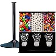 Vending Machine - Commercial Gumball and Candy Machine with Stand - Black Triple Vending Machine with Interchangeable Canisters - Coin Operated Candy Dispenser and Gumball Machine - Vending Dispenser
