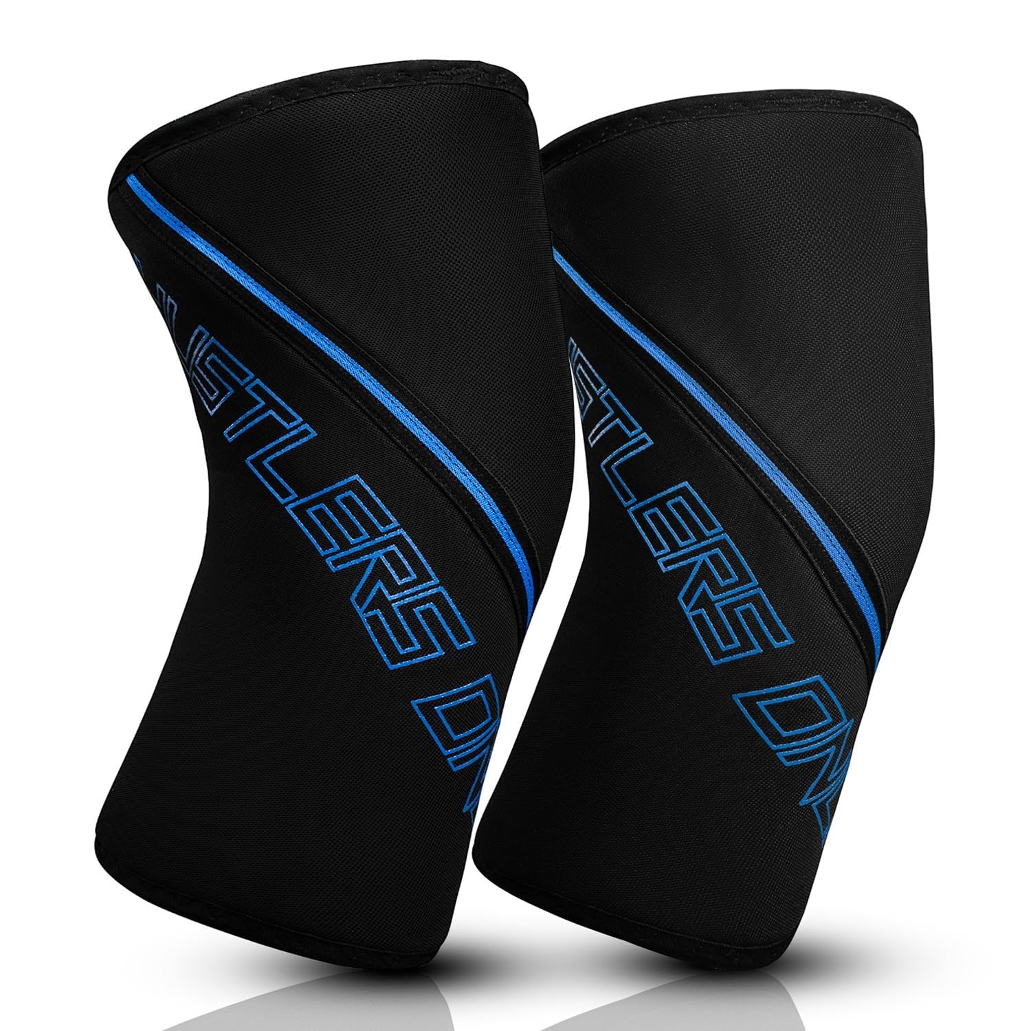 Hustlers Only 7MM Gym Knee Sleeves for Powerlifting, Weightlifting Double Ply Knee Sleeves for Support, knee Pian Relief and Protection Heavy Duty Pair for Strongman and Women (Black/Blue, XL)