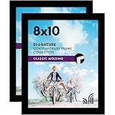 Americanflat 8x10 Picture Frame with Shatter-Resistant Glass - Set of 2 - Signature Collection - Gallery-Style Frames Made of Engineered Wood - Picture Frames for Tabletop and Wall Display - Black
