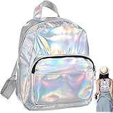 Amosfun Chic Holographic Backpack Cute Hologram Shoulder Bag Satchel Christmas Birthday Valentine's Day for Women