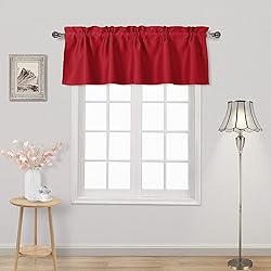 DWCN Red Blackout Valance for Windows Rod Pocket
