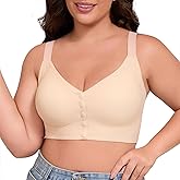 MOWOC Front Snap Closure Bras for Older Women Wireless Plus Size Bra with Adjustable Shoulder Straps Full Coverage