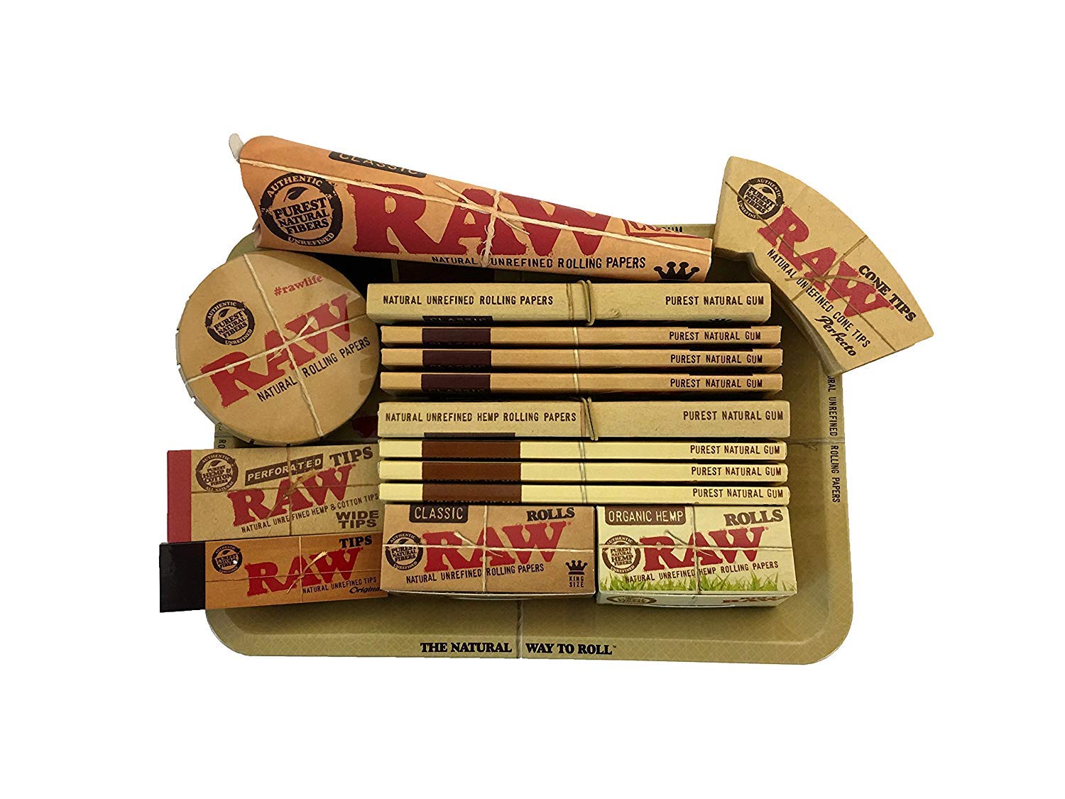 RAW Mini Rolling Tray & Papers Gift Set PLUS