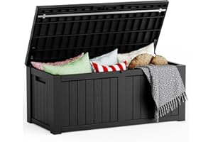 Mars Villa Deck Box, 119 Gallon Outdoor Storage Box Waterproof Outdoor Storage Bin, Large Patio Storage for Patio Furniture Cushions, Pool Supplies, UV Resistant, Black