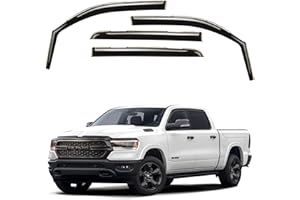 GrandWheel Co Smoke Tinted in-Channel Side Window Vent Visor Deflectors Rain Guards Compatible with Dodge Ram 1500 2019-2022 Crew Cab - 4pcs. GW0112