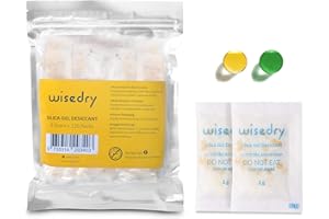 wisedry 120 Packets 2 Gram Silica Gel Desiccant Packs with Color Indicating Beads Moisture Absorber Packets for Food Shoe Boxes Spices Seed Collection Storage Food Grade
