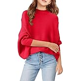 Girls Oversized Pullover Sweater Kids Fashion Batwing Long Sleeve Ribbed Knit Fall Tops