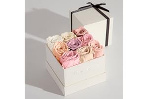 Fleur de Zen Forever Roses | Preserved Roses in a Box, 100% Real Flowers for Delivery Prime | Fresh Roses for Valentines Day Gifts, Mixed Pink Eternity Roses