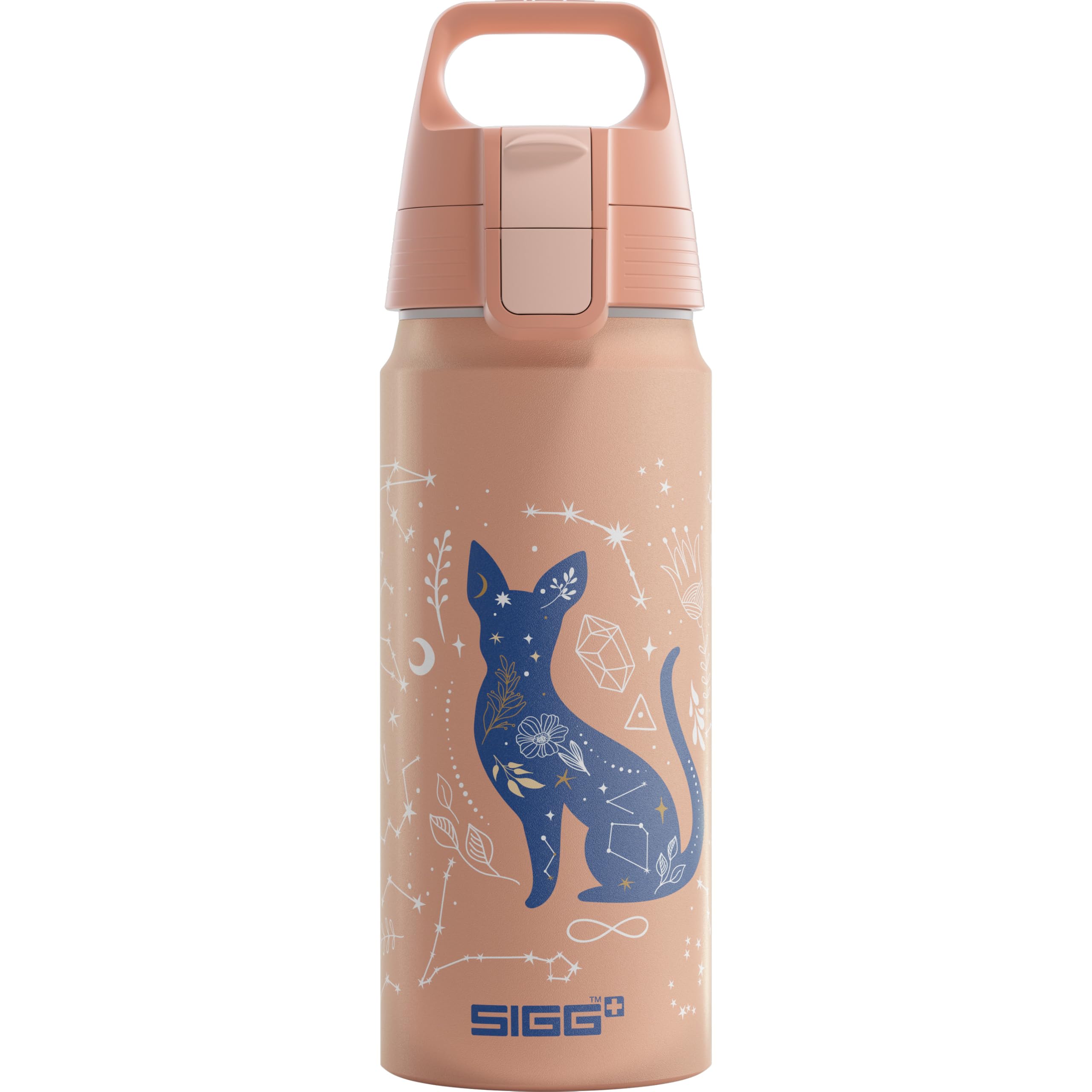 Sigg - Aluminium Kids Water Bottle - WMB ONE My Universe - Suitable For Carbonated Beverages - Leakproof - Lightweight - BPA Free - Climate Neutral Certified - Light Pink - 0.6L