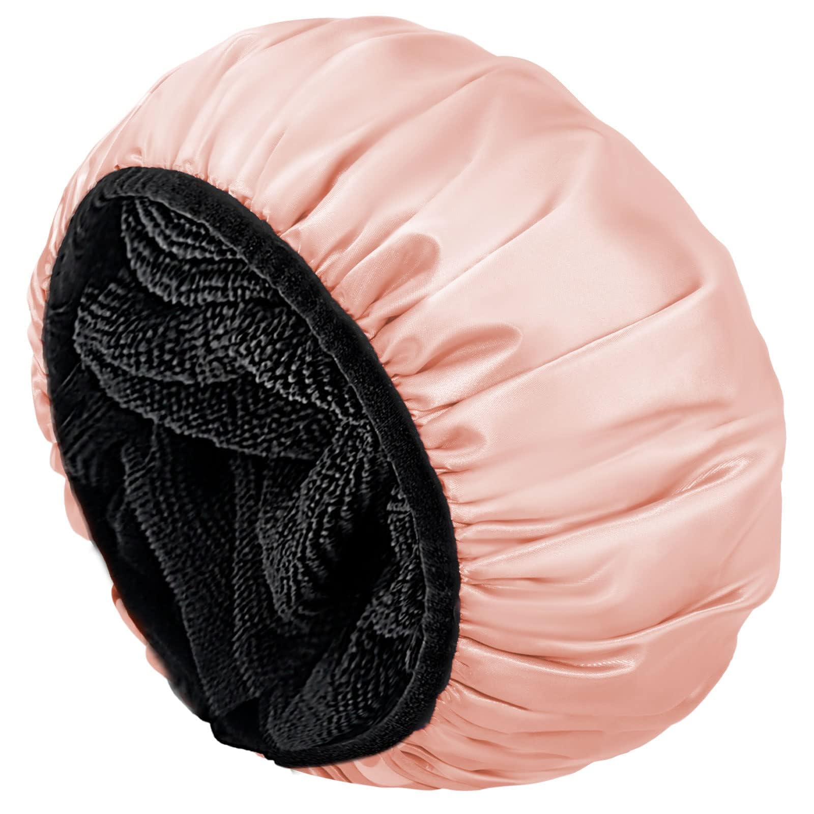 Aquior Shower Cap, Shower Cap for Women, Reusable, Three-Layer, Waterproof, Silky Satin Outer Layer, Terry Cloth Lining, Extra Large for Women, Long Hair (Champagne) โ image 1