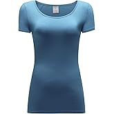 OThread & Co. Women's Short Sleeve T-Shirt Scoop Neck Basic Layer Stretchy Shirts