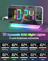 SZELAM Projection Alarm Clock 7.4 in Large LED Mirror Display USB C view 4