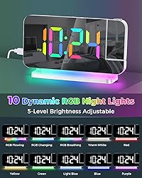 SZELAM Projection Alarm Clock,7.4" LED Mirror