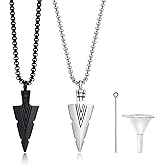MPRAINBOW Mens Urn Necklace for Ashes,Stainless Steel Tribal Spearpoint Arrowhead Memorial Cremation Pendant,Bereavement Keepsakes Jewelry with 24Inches Box Chain