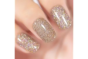 YTD Likomey Gel Nail Polish,15ml Sparkling Brown Nude Gold Colorful Glitter Soak Off UV Nail Gel Varnish Polish,Brown Tone Salon Home DIY Manicure Spring Women's Day Gift,SF358