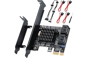 ACTIMED PCI-E X1 to SATA 3.0 Controller Card, 4-Port SATA III 6Gbps Expansion Cards, Supports PCI-Express (1X 4X 8X 16X) Slot