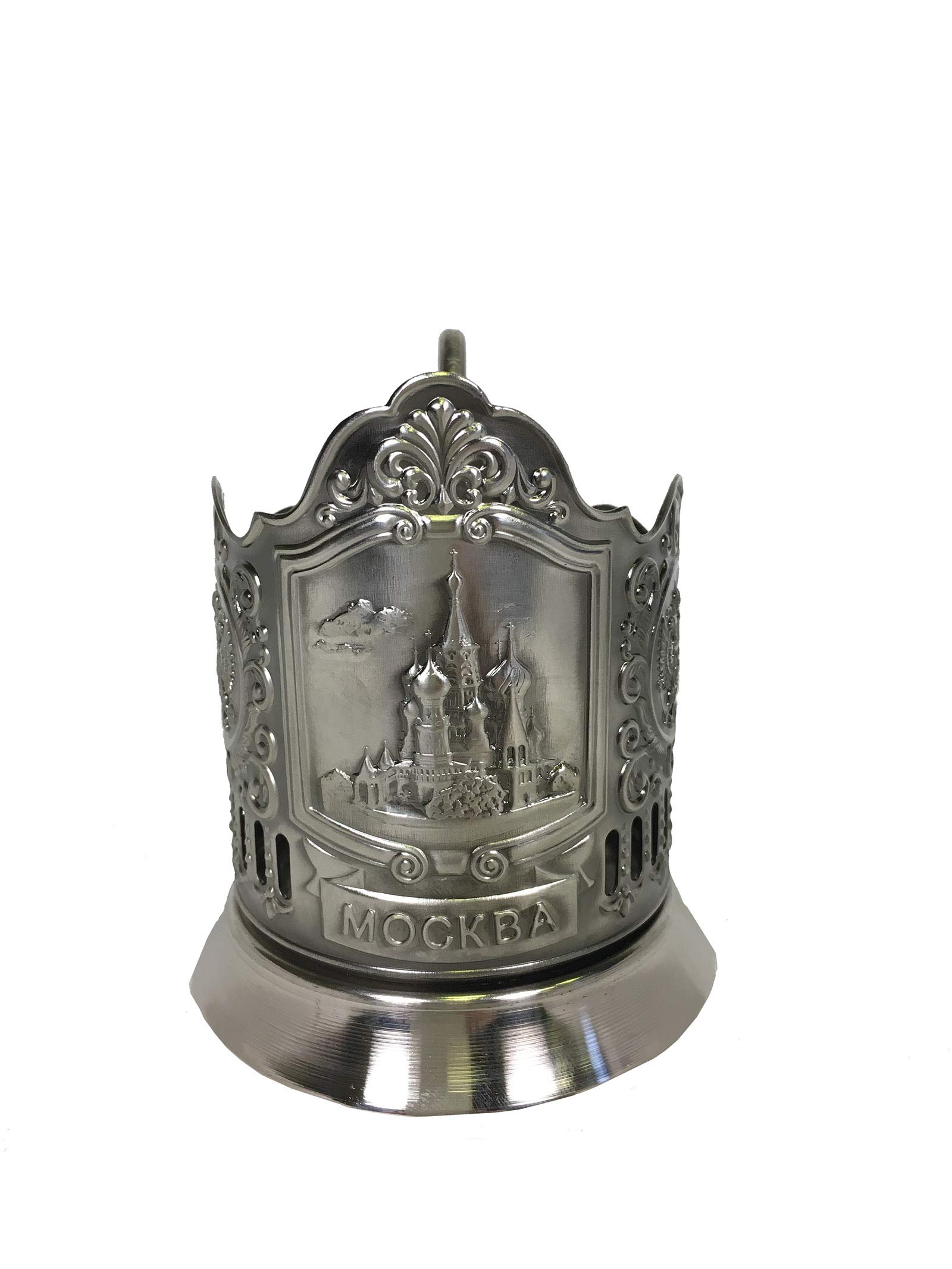 Photo 1 of Ink "Kolchuginotsvetmet" Classic USSR Russian Tea Glass Metal Holder Podstakannik for Hot or Cold Liquids # Moscow RUSSIA