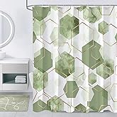 Litabel Sage Green Modern Shower Curtain for Bathroom, Geometric Art Decor Waterproof Bath Curtain, Abstract Fabric Shower Curtain Sets for Home Decor, 72x72 Inch