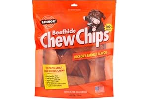 The Rawhide Express Beefhide Chew Chips Hickory Flavored 1 Pound Bag (Makes a Great Reward or Treat)