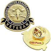 60/100/120 Pcs US Veteran Day Pins– Patriotic American Flag Veterans Day Eagle Lapel pin Badge