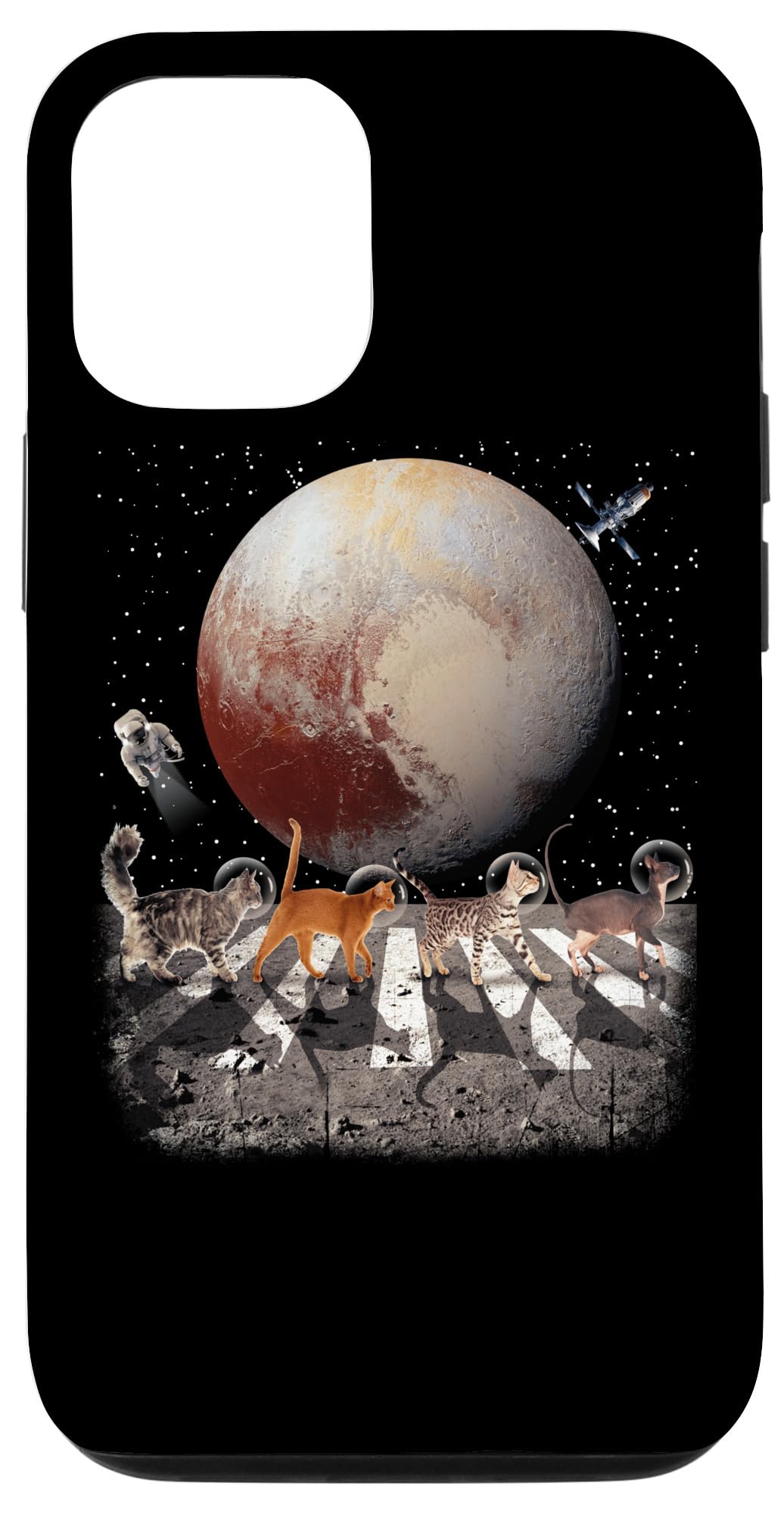 iPhone 15 Pro Cats Walking In Space Cat Astronaut Pluto Planet Cat Lover Case