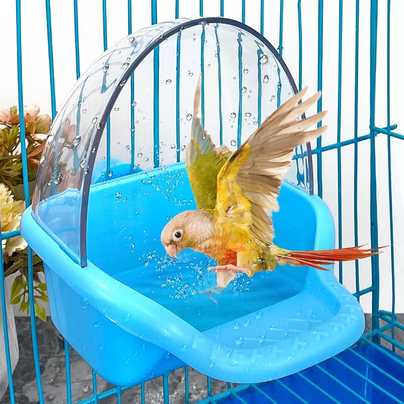 Lanfly Bird Bath for Cage Budgie Parrot Cage Hanging Water Bowl Tray