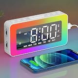 AFEXOA Digital Alarm Clock RGB Night Light USB Charging Large LED Display