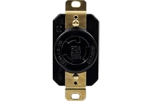 ENERLITES NEMA L6-20R Flush Mounting Locking Receptacle for Generator, Twist Lock Outlet, 20 Amp, 250 Volt, 2 Pole, 3 Wire Grounding, Industrial Grade, UL Listed, 66410-BK, Black