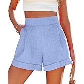 Wihion Women Summer Wide Leg Shorts High Waisted Casual Bermuda Shorts Lightweight Workwear Shorts with Pocket