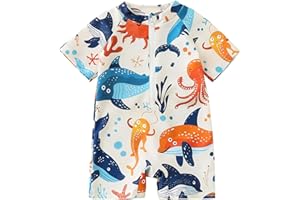 SEAUR Baby Boy One Piece Beach Swimsuit Toddler Rash Guard Swimming Pool Swimwear Boys Zipper UPF 50 0-3 Years