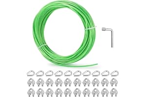hannger 1/8" Wire Rope, 100 Ft PVC Coated Wire Cable Metal Steel Cable Trellis Kit, Multi-use Clothes Line for T Post/Climbing Grapevines Plants Outdoor/String Light Hanging Kit
