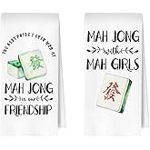 ERYBHKRTYH Mahjong Accessories Kitchen Towels Set - Mah Jong Gifts Decorative Waffle Dish Towels, Mahjong Party Hand Tea Towel, 16x24 Inch Set of 2