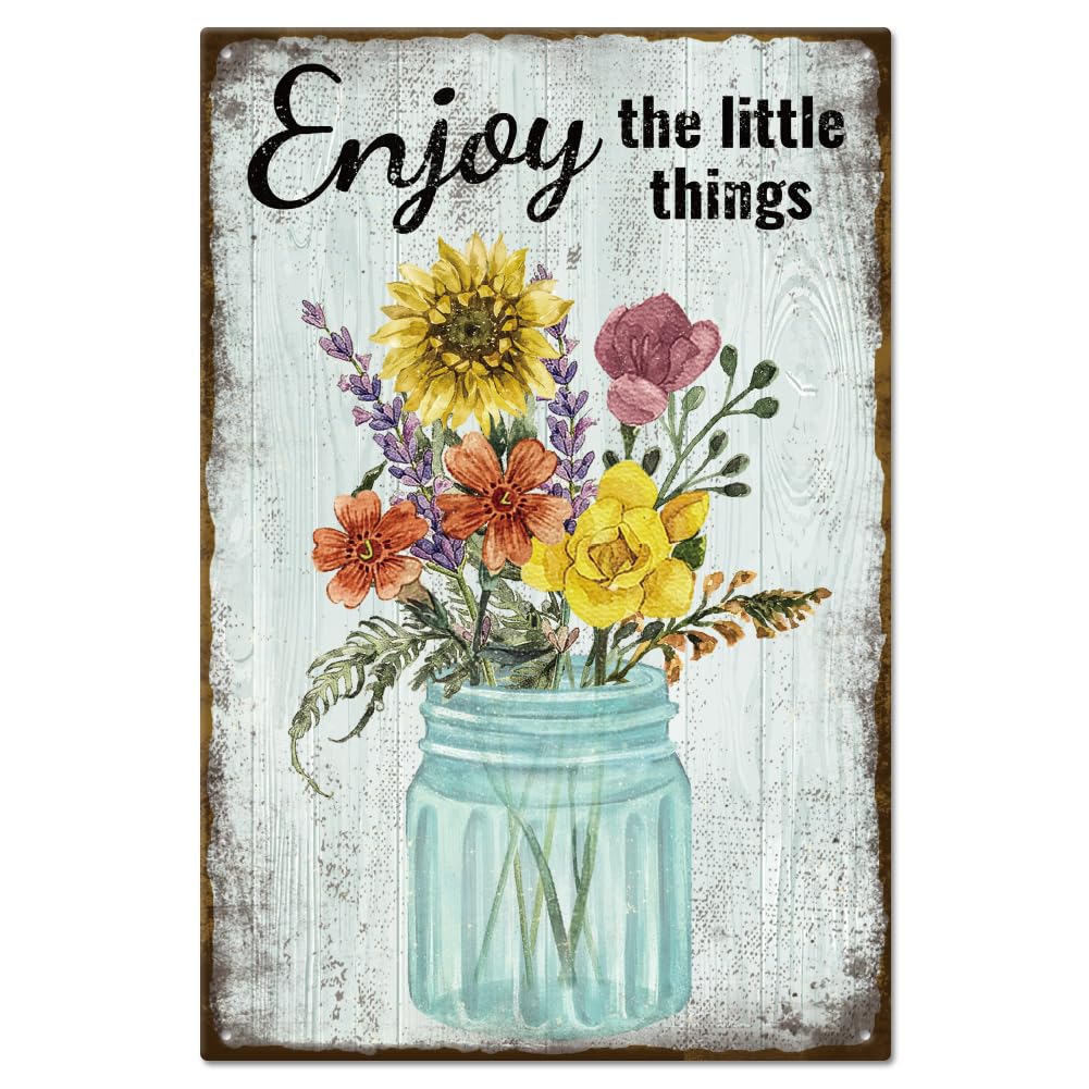 GLOBLELAND Vintage Flower and Funny Word Metal Tin Sign For Garage Man Personalized Signs 8×12inch Garden Cave Signs Art Plaque Poster Wall Decor for Home Kitchen Bar Club