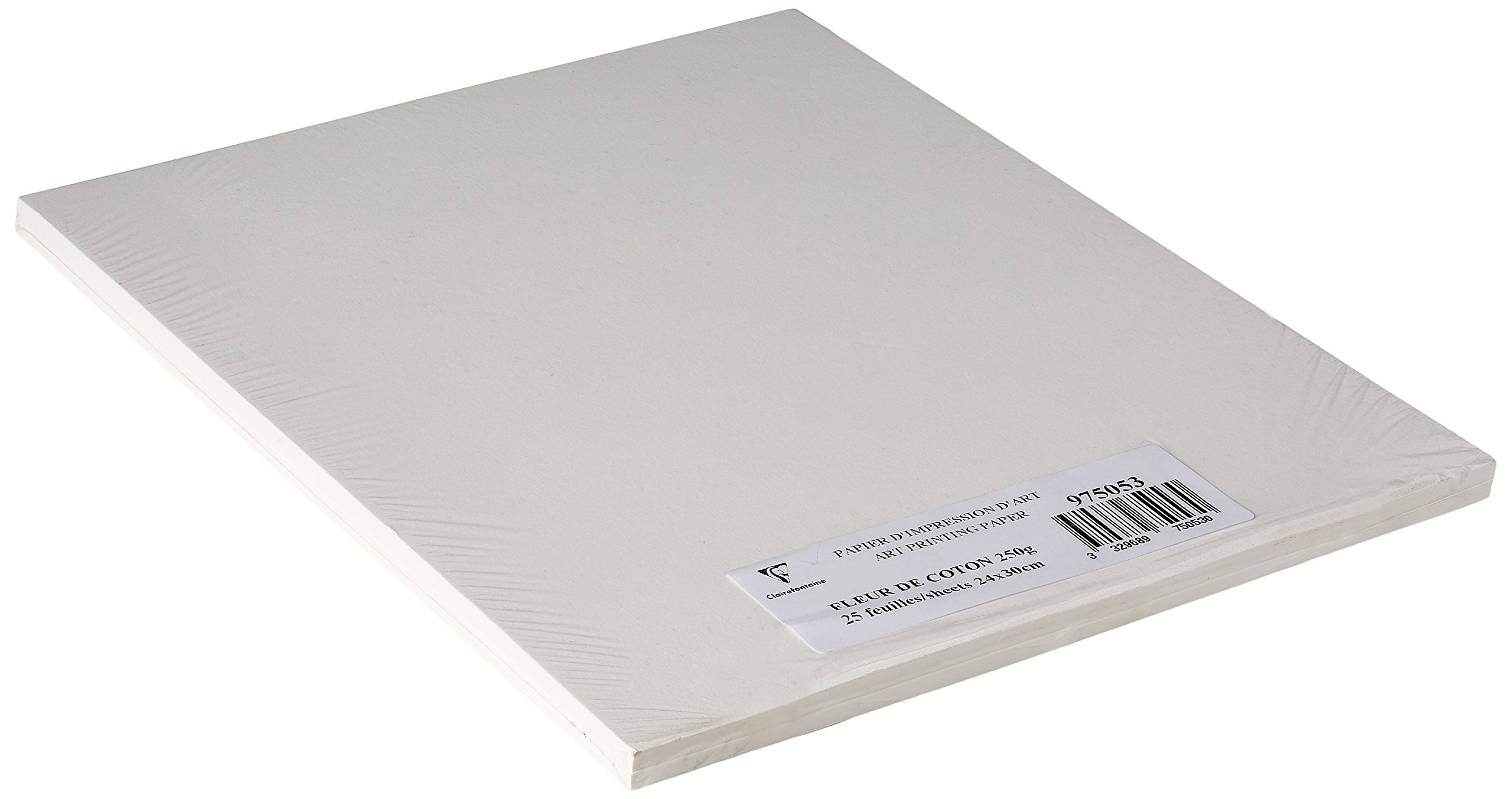 Clairefontaine - Ref 975053C - Fleur De Cotton Paper (25 Sheets) - 24 x 30cm Size, 250gsm Cotton Paper, Acid Free, pH Neutral - Suitable for Silkscreen Printing