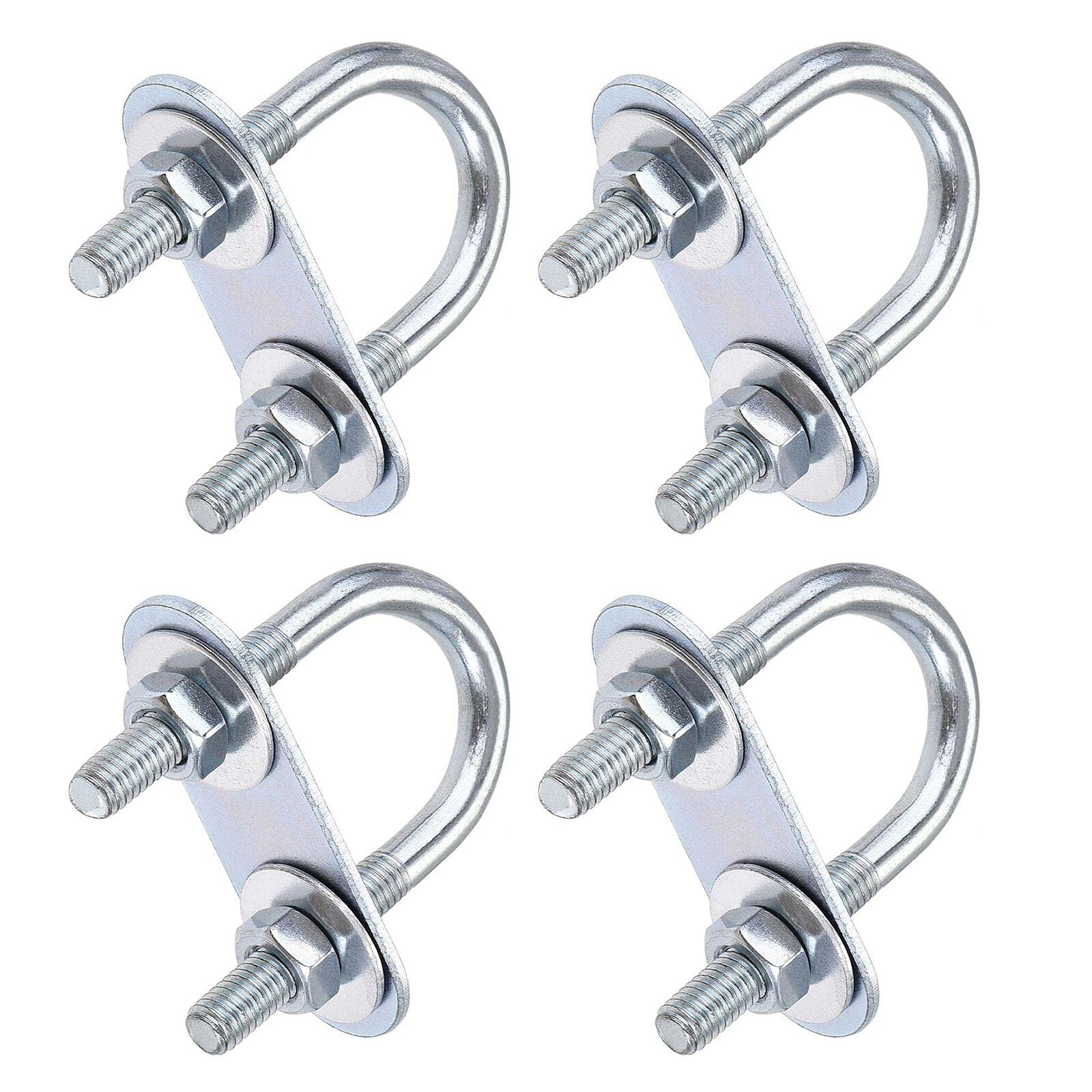 TOP-VIGOR 4 sets M6 Round U-Bolts, 20mm Inner Width 50mm Length Steel U-Bolts with Nut, Plate, Washer for Building Installations Mechanical Parts Connection Cehicles Ships — image 1