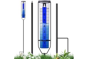 RASKOO Upgraded Rain Gauge, Freeze Proof Rain Gauge Outdoor Best Rated, Large Clear Numbers Rain Gauges for Yard with Stake, Adjustable Height Rain Measuring Tool for Garden, Lawn, Easy to Install
