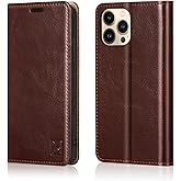 Belemay Compatible with iPhone 13 Pro Wallet Case, Protective Genuine Leather Flip with RFID Blocking Card Holders [Undetachable Soft Interior Shell] Folio Cover for Men Women (6.1-inch 2021) Brown