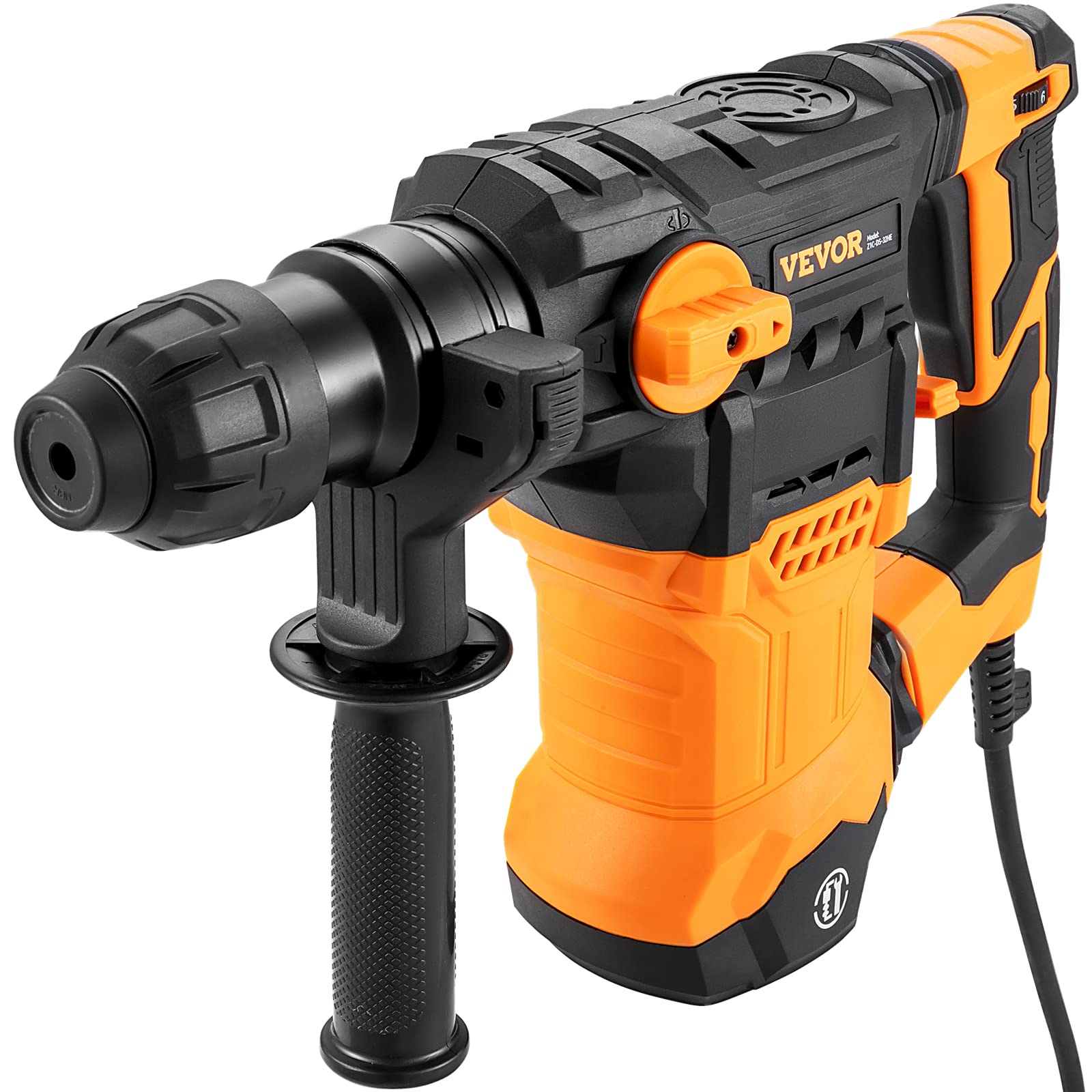 VEVOR 1-1/4 Inch SDS-Plus Rotary Hammer Drill, 13 Amp Corded Drills, Heavy Duty Chipping Hammers w/Vibration Control & Safety Clutch, Electric Demolition Hammers Variable Speed, Power Tool For Concret