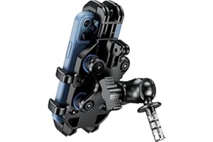 BRCOVAN Motorcycle Fork Stem Phone Mount Holder with Vibration Dampener, Heavy Duty Cellphone Cradle Fit Stem Tubes 12mm-25.4mm in Diameter, Adjustable for 5.4-6.9'' Smartphone