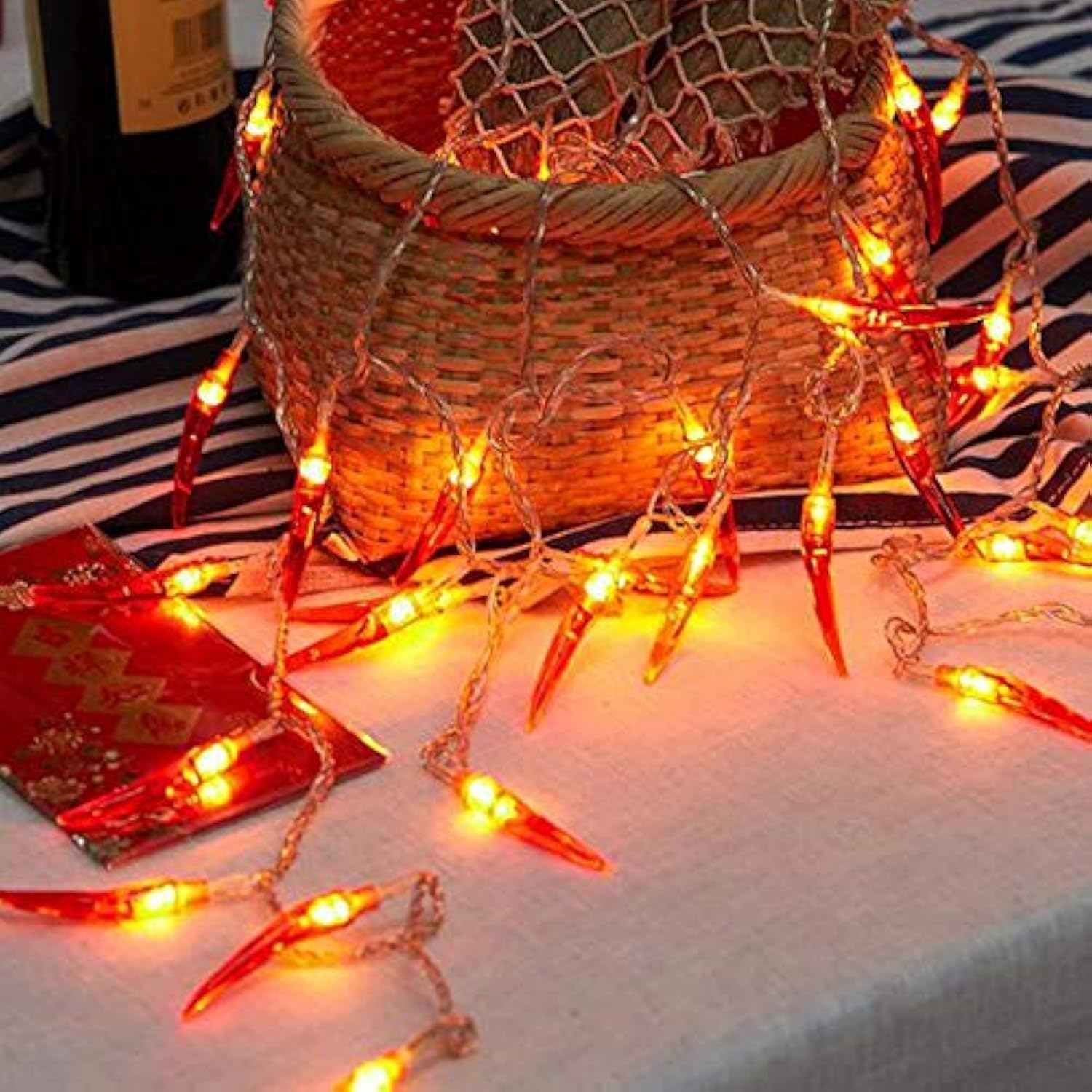 Photo 1 of OKBA 2pack red Chili Pepper String Lights,40 LED Pepper String lamp Indoor Kitchen Decor Outdoor Mexican Decorations Light, Battery Powered for Chinese New Year,Holiday Party,Christmas Home Decor