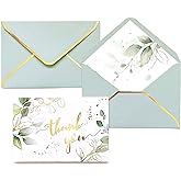 Winoo Design Heavy Duty Green Thank You Cards with Envelopes Greenery - 36 PK - 4x6 Inches Wedding Thank You Cards Baby Shower Thank You Notes for Bridal Shower Business Birthday