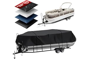 LANLELIN Heavy Duty 900D Pontoon Boat Cover, 22'1''-24'2'' Marine Grade Waterproof Cover with Adjustable Windproof Tightening Strap & Anti-UV for SunTracker Party Barge/SPORTFISH/Fishin Barge