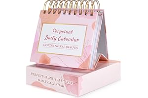 PUKYO Motivational Calendar, Daily Flip Calendar with Inspirational Quotes, Perpetual Desk Calendar, Inspirational Gifts for Women, Office Decor for Women, Pink Desk Accessories for Women Men, Watercolor