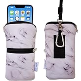 Tainada Men Women Phone Neoprene Shockproof Zippered Sleeve Case Bag Pouch with Carabiner, Neck Lanyard, Belt Loop Holster for iPhone 17/16 Pro Max, 16 Plus, 16e ; Samsung S25+, S24 (Marble White)
