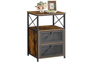 VECELO Night Stand, End Side Table with Storage Space and Door,Modern Nightstands for Living Room,Bedroom,Rustic Brown