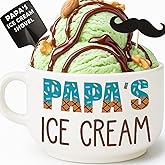 BackURyear Funny Papa Gifts for Fathers Day from Granddaughter, Cool Birthday Grandparents Day Gift for Papa Grandpa from Grandkids Grandson, Novelty Papa's Ice Cream Bowl Presents Set