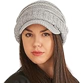 CHARM Slouchy Beanie Brim Hat - Mens Slouch Cap Womens Slouchy Knit w/Visor