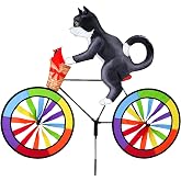 Bike Spinner Tuxedo Cat 30" &ndash; Elegant Feline Design, Weather-Resistant Outdoor Decor, Durable &amp; Lightweight for Patios, Yards, and Gardens - Eye-Catching Wind Spinner with Rotating Wheels